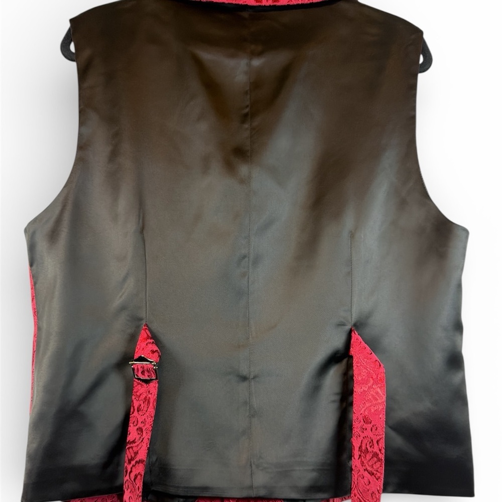 Mens Victorian Steampunk Gothic Paisley, Single Breasted V-Neck Suit Vest Size M - Picture 3 of 6